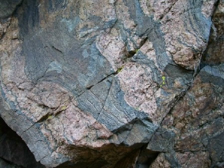 Gneiss exposure along the Apex Trail